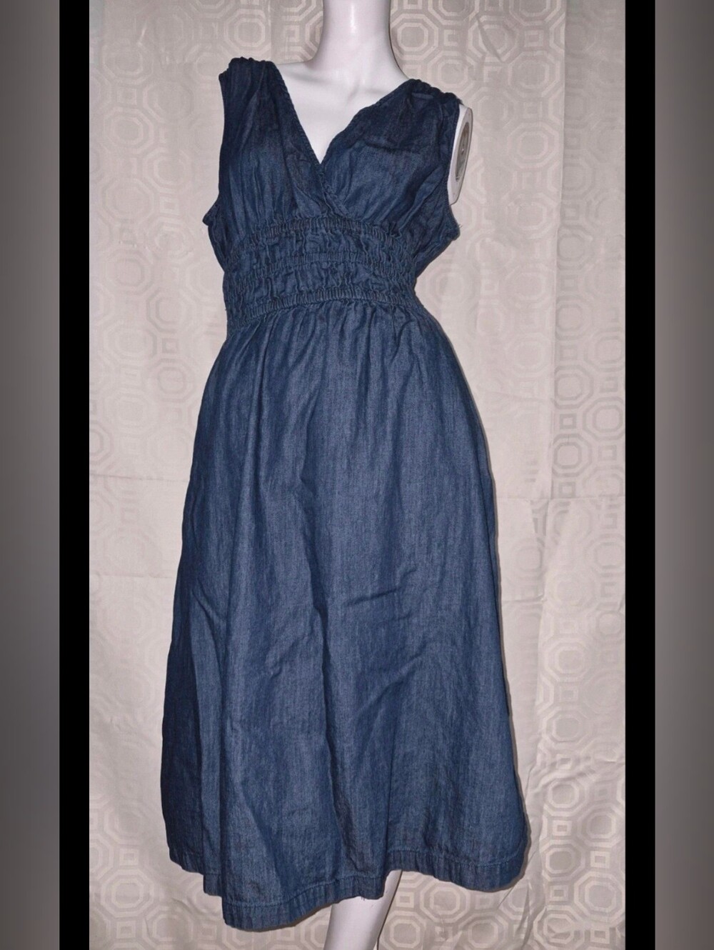 Sleeveless Denim Given Kale Dress in Dark Blue